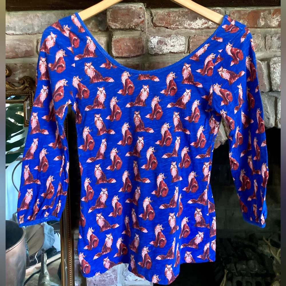 POSTMARK 🦊 x Anthropologie Forest Fete Fox Top Rare Vintage Retro Cottagecore
